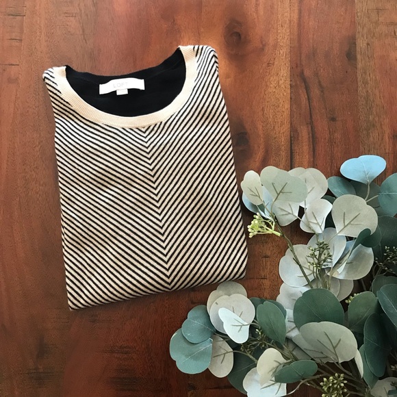 LOFT Sweaters - LOFT Chevron Sweater with Semi Sheer Stripe Back